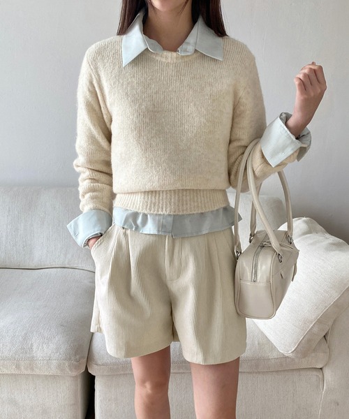 by muni:r（バイ ムニール）の「コーデュロイショートパンツ（その他パンツ・レディース・アイボリー/ブラック/ブラウン・FREE）」の13枚目の写真