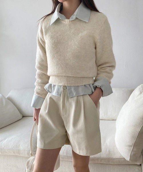 by muni:r（バイ ムニール）の「コーデュロイショートパンツ（その他パンツ・レディース・アイボリー/ブラック/ブラウン・FREE）」の16枚目の写真