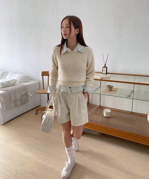 by muni:r（バイ ムニール）の「コーデュロイショートパンツ（その他パンツ・レディース・アイボリー/ブラック/ブラウン・FREE）」の19枚目の写真