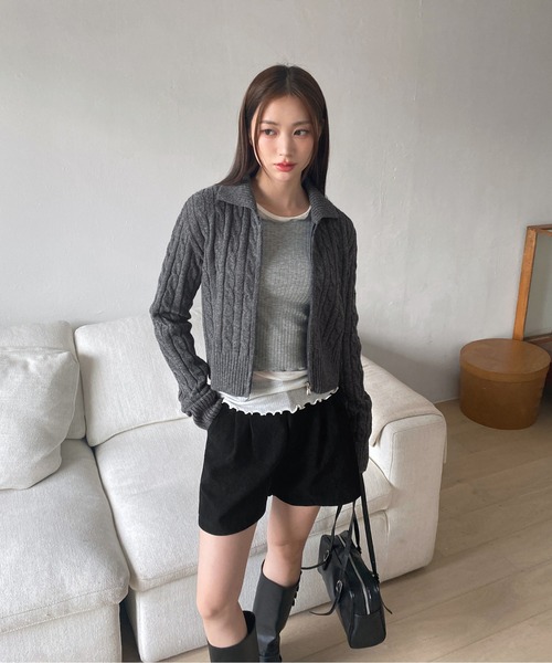 by muni:r（バイ ムニール）の「コーデュロイショートパンツ（その他パンツ・レディース・アイボリー/ブラック/ブラウン・FREE）」の22枚目の写真