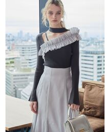 MERCURYDUO | アシメ異素材ラッフルニット(ニット/セーター)