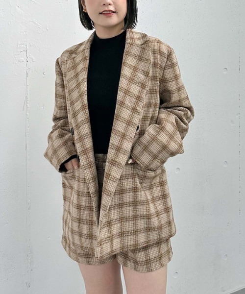 archives（アルシーヴ）の「【ＳＥＴＵＰ対応】ラメチェックテーラードジャケット（テーラードジャケット・レディース・ベージュ/ブラウン・MEDIUM）」の6枚目の写真