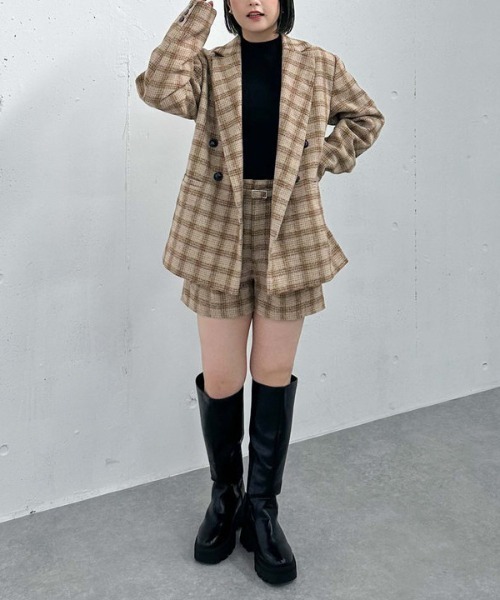 archives（アルシーヴ）の「【ＳＥＴＵＰ対応】ラメチェックテーラードジャケット（テーラードジャケット・レディース・ベージュ/ブラウン・MEDIUM）」の8枚目の写真