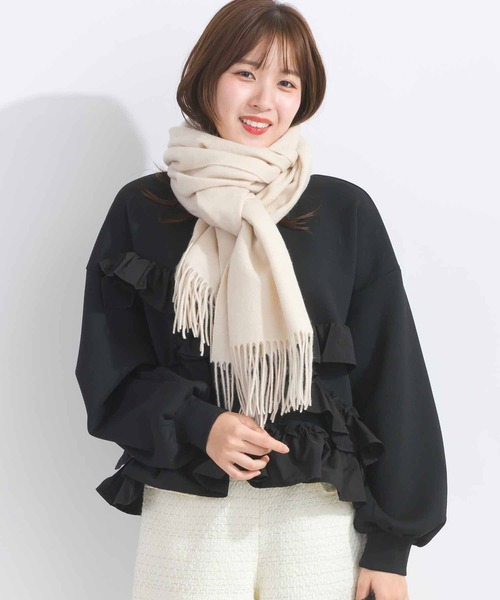 PICCIN（ピッチン）の「■HAND WASHABLE ■ウール100ストール（ストール/ショール・レディース・ベージュ/パープル系その他/アイボリー/イエロー/ブラック系その他・FREE）」の2枚目の写真