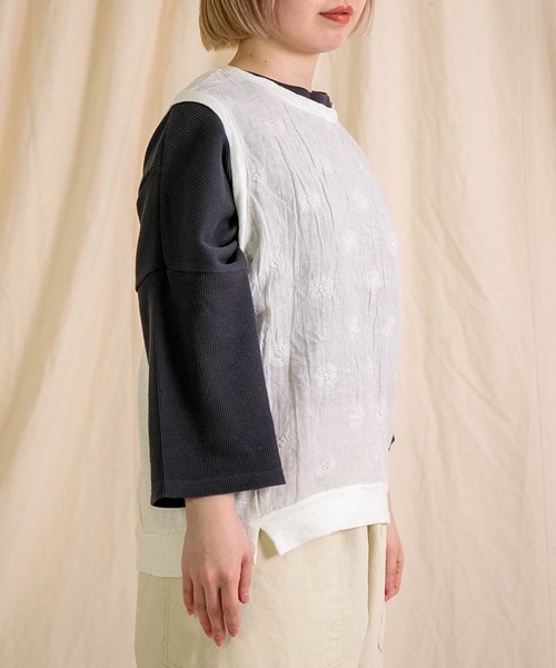 tシャツ 「prit」 綿麻ムラ糸天竺×リネンガーベラ刺繍 切替コクーンPO レディース 楽天市場】【☆20%OFF】SALE セール prit プリット 服 Tシャツ