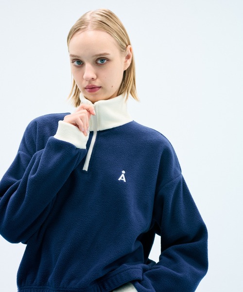 ALAND（エーランド）の「【UNISEX】ALAND／フリースハーフジップ（スウェット・レディース・ブラック/ネイビー/オフホワイト・LARGE/SMALL）」の3枚目の写真
