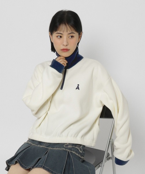ALAND（エーランド）の「【UNISEX】ALAND／フリースハーフジップ（スウェット・レディース・ブラック/ネイビー/オフホワイト・LARGE/SMALL）」の5枚目の写真