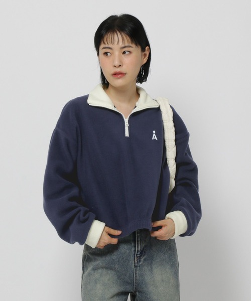 ALAND（エーランド）の「【UNISEX】ALAND／フリースハーフジップ（スウェット・レディース・ブラック/ネイビー/オフホワイト・LARGE/SMALL）」の9枚目の写真