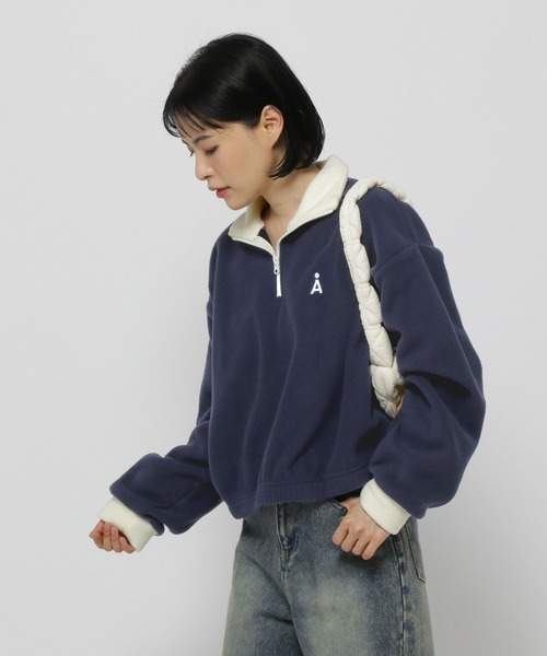 ALAND（エーランド）の「【UNISEX】ALAND／フリースハーフジップ（スウェット・レディース・ブラック/ネイビー/オフホワイト・LARGE/SMALL）」の10枚目の写真