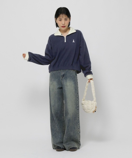 ALAND（エーランド）の「【UNISEX】ALAND／フリースハーフジップ（スウェット・レディース・ブラック/ネイビー/オフホワイト・LARGE/SMALL）」の11枚目の写真