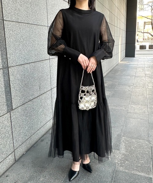 セール】チュールレイヤードティアードワンピース（ワンピース