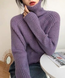 ニット/セーター（パープル/紫色系・タートルネック/ハイネック