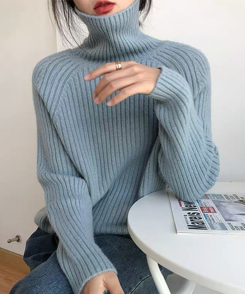 VitaFelice（ヴィータフェリーチェ）の「ラメタートルニット（ニット/セーター・レディース・パープル/ネイビー/イエロー/オフホワイト/サックスブルー・FREE）」の4枚目の写真