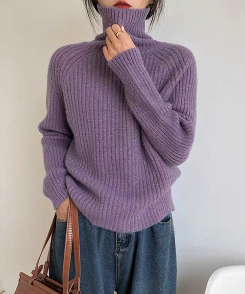 VitaFelice（ヴィータフェリーチェ）の「ラメタートルニット（ニット/セーター・レディース・パープル/ネイビー/イエロー/オフホワイト/サックスブルー・FREE）」の17枚目の写真