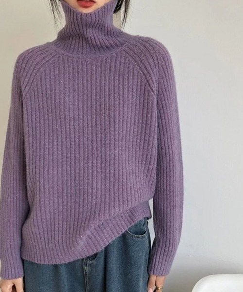 VitaFelice（ヴィータフェリーチェ）の「ラメタートルニット（ニット/セーター・レディース・パープル/ネイビー/イエロー/オフホワイト/サックスブルー・FREE）」の18枚目の写真