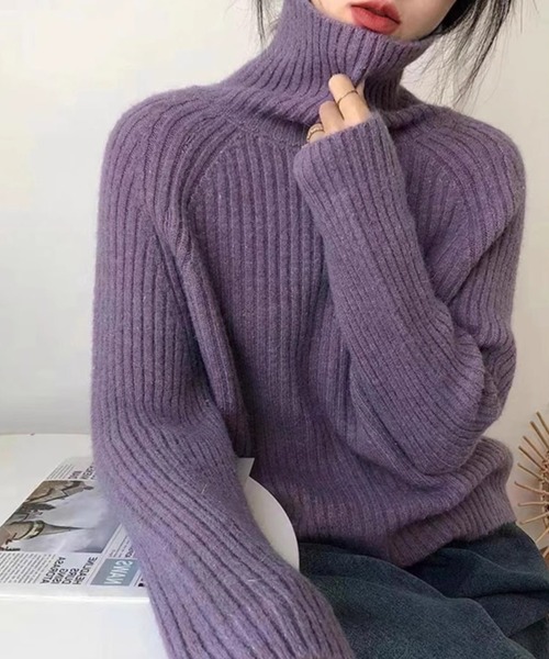 VitaFelice（ヴィータフェリーチェ）の「ラメタートルニット（ニット/セーター・レディース・パープル/ネイビー/イエロー/オフホワイト/サックスブルー・FREE）」の19枚目の写真