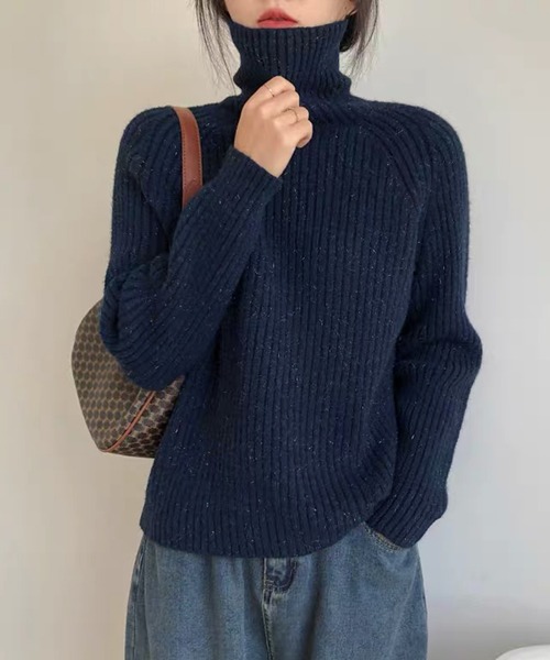 VitaFelice（ヴィータフェリーチェ）の「ラメタートルニット（ニット/セーター・レディース・パープル/ネイビー/イエロー/オフホワイト/サックスブルー・FREE）」の20枚目の写真