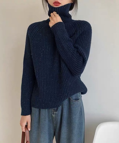 VitaFelice（ヴィータフェリーチェ）の「ラメタートルニット（ニット/セーター・レディース・パープル/ネイビー/イエロー/オフホワイト/サックスブルー・FREE）」の21枚目の写真