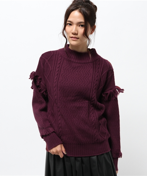 Heather（ヘザー）の「フリンジケーブルニット　705471（ニット/セーター・レディース・グリーン/ネイビー/グレー/ホワイト/ボルドー・FREE）」の17枚目の写真