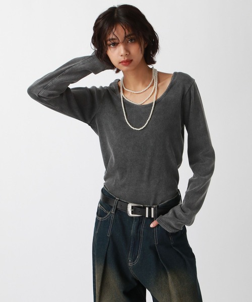 PAGEBOY（ページボーイ）の「<前後着用可能>ビンテージテレコクルー（Tシャツ/カットソー・レディース・オフホワイト/チャコールグレー/ライトブルー/イエロー系その他・FREE）」の16枚目の写真