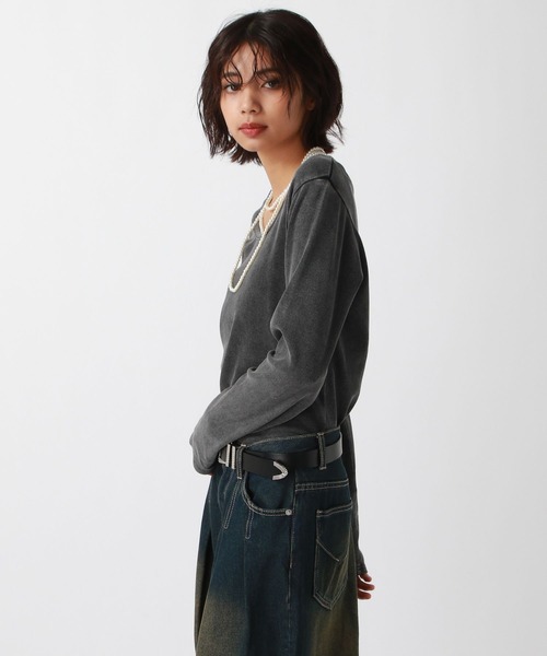 PAGEBOY（ページボーイ）の「<前後着用可能>ビンテージテレコクルー（Tシャツ/カットソー・レディース・オフホワイト/チャコールグレー/ライトブルー/イエロー系その他・FREE）」の14枚目の写真