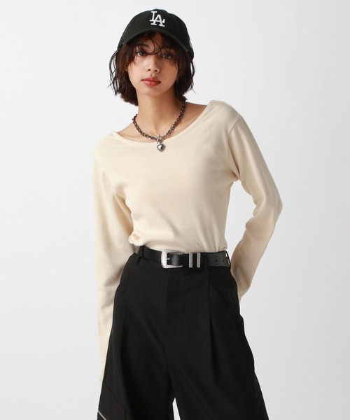 PAGEBOY（ページボーイ）の「<前後着用可能>ビンテージテレコクルー（Tシャツ/カットソー・レディース・オフホワイト/チャコールグレー/ライトブルー/イエロー系その他・FREE）」の11枚目の写真