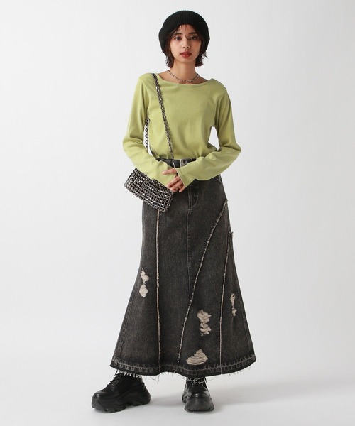 PAGEBOY（ページボーイ）の「<前後着用可能>ビンテージテレコクルー（Tシャツ/カットソー・レディース・オフホワイト/チャコールグレー/ライトブルー/イエロー系その他・FREE）」の10枚目の写真