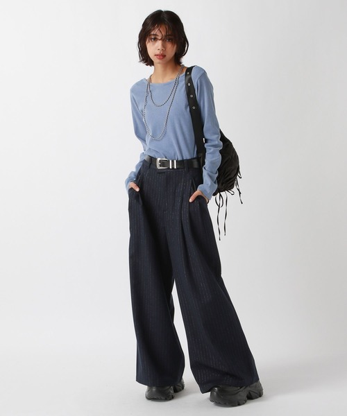 PAGEBOY（ページボーイ）の「<前後着用可能>ビンテージテレコクルー（Tシャツ/カットソー・レディース・オフホワイト/チャコールグレー/ライトブルー/イエロー系その他・FREE）」の7枚目の写真