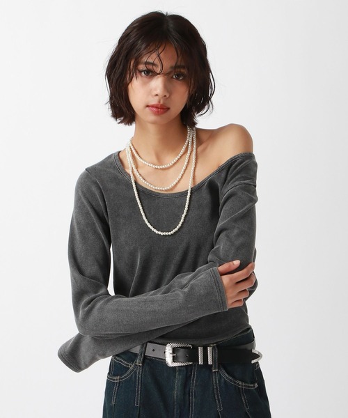 PAGEBOY（ページボーイ）の「<前後着用可能>ビンテージテレコクルー（Tシャツ/カットソー・レディース・オフホワイト/チャコールグレー/ライトブルー/イエロー系その他・FREE）」の15枚目の写真