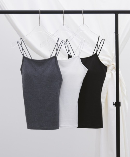 Aunt Marie's（アントマリーズ）の「カップ付きダブルストラップキャミソール（キャミソール・レディース・ホワイト/チャコールグレー/ブラック・FREE）」の3枚目の写真