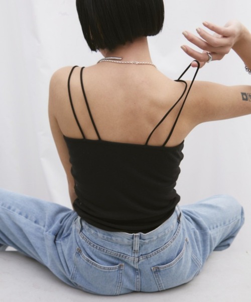 Aunt Marie's（アントマリーズ）の「カップ付きダブルストラップキャミソール（キャミソール・レディース・ホワイト/チャコールグレー/ブラック・FREE）」の16枚目の写真