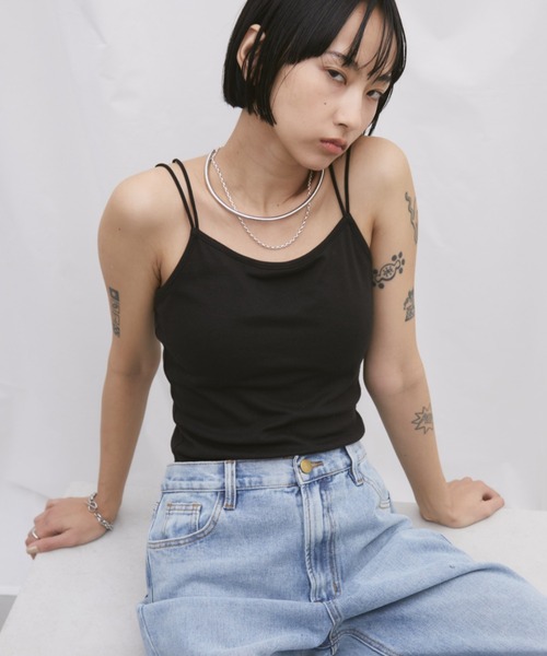 Aunt Marie's（アントマリーズ）の「カップ付きダブルストラップキャミソール（キャミソール・レディース・ホワイト/チャコールグレー/ブラック・FREE）」の18枚目の写真