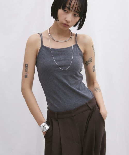 Aunt Marie's（アントマリーズ）の「カップ付きダブルストラップキャミソール（キャミソール・レディース・ホワイト/チャコールグレー/ブラック・FREE）」の21枚目の写真