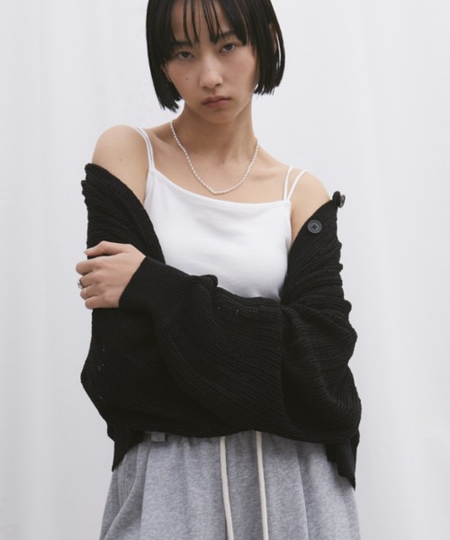 Aunt Marie's（アントマリーズ）の「カップ付きダブルストラップキャミソール（キャミソール・レディース・ホワイト/チャコールグレー/ブラック・FREE）」の4枚目の写真