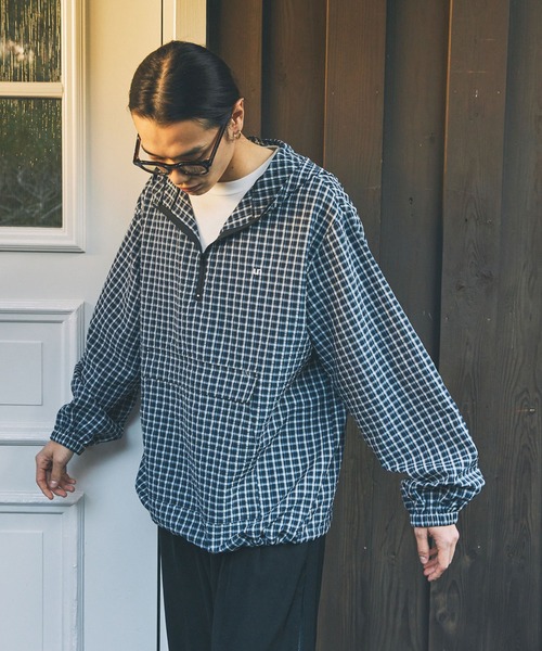 Unblend(アンブレンド)の「【Unblend】ロゴ刺繍 サッカーチェック アノラックパーカー(パーカー・レディース・ブラック/ネイビー/ブラウン/グリーン・FREE)」の7枚目の写真