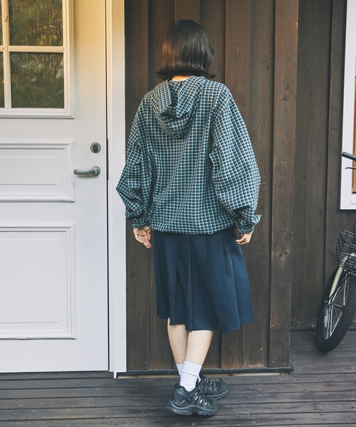 Unblend】ロゴ刺繍 サッカーチェック アノラックパーカー Unblend