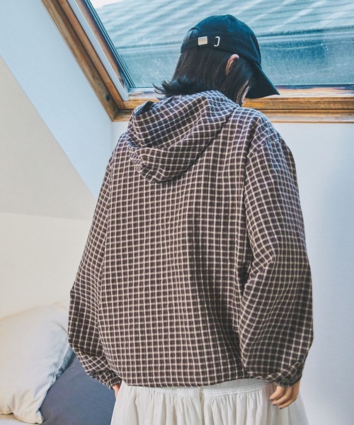 Unblend】ロゴ刺繍 サッカーチェック アノラックパーカー Unblend