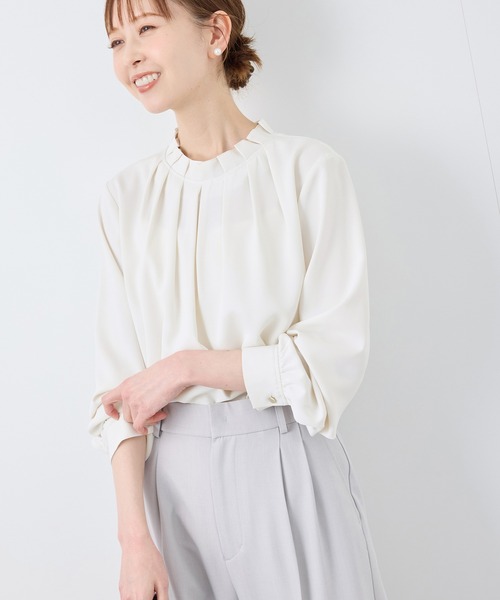 ROPE' PICNIC(ロペピクニック)の「【2サイズ展開】多機能タックブラウス(シャツ/ブラウス・レディース・オフホワイト/ピンク系その他/ブラック・38/36)」の7枚目の写真