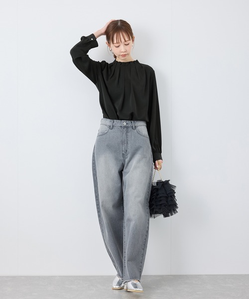 ROPE' PICNIC(ロペピクニック)の「【2サイズ展開】多機能タックブラウス(シャツ/ブラウス・レディース・オフホワイト/ピンク系その他/ブラック・38/36)」の12枚目の写真