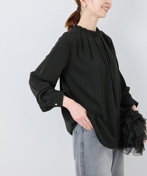 ROPE' PICNIC(ロペピクニック)の「【2サイズ展開】多機能タックブラウス(シャツ/ブラウス・レディース・オフホワイト/ピンク系その他/ブラック・38/36)」の16枚目の写真