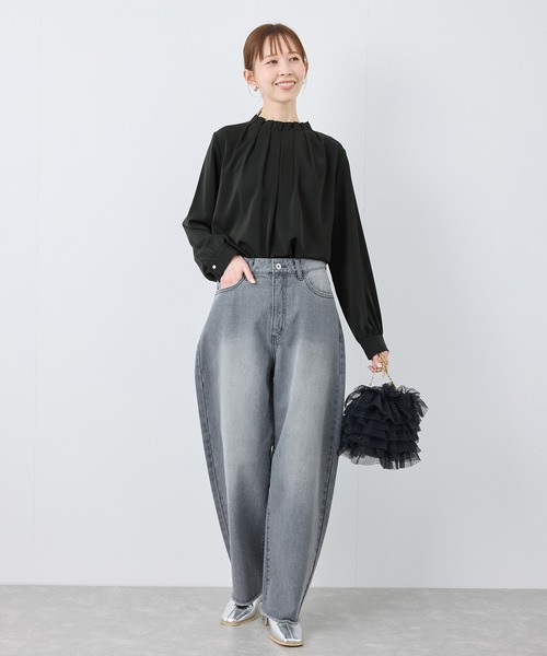 ROPE' PICNIC(ロペピクニック)の「【2サイズ展開】多機能タックブラウス(シャツ/ブラウス・レディース・オフホワイト/ピンク系その他/ブラック・38/36)」の4枚目の写真