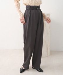 miniyu（ミニュウ）の「【2サイズ展開/裏地付き】サイドタックベルト付スラックス（スラックス）」