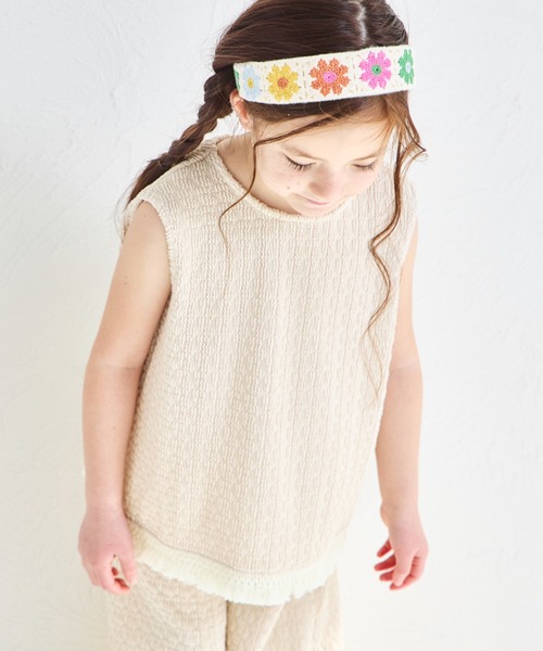 pairmanon（ペアマノン）の「シボ素材 フリンジフリル セットアップ（セットアップ・キッズ・ベージュ/アイボリー/チャコールグレー・90/150/120/110/140/100/130）」の9枚目の写真