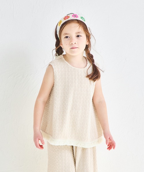 pairmanon（ペアマノン）の「シボ素材 フリンジフリル セットアップ（セットアップ・キッズ・ベージュ/アイボリー/チャコールグレー・90/150/120/110/140/100/130）」の11枚目の写真