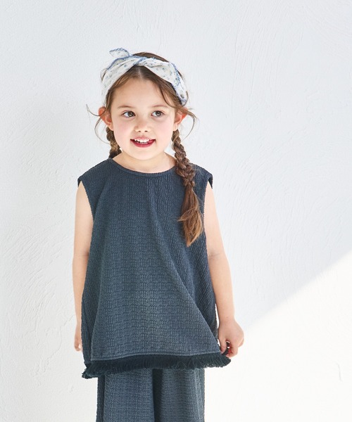 pairmanon（ペアマノン）の「シボ素材 フリンジフリル セットアップ（セットアップ・キッズ・ベージュ/アイボリー/チャコールグレー・90/150/120/110/140/100/130）」の12枚目の写真