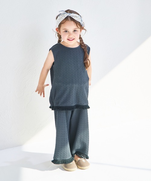 pairmanon（ペアマノン）の「シボ素材 フリンジフリル セットアップ（セットアップ・キッズ・ベージュ/アイボリー/チャコールグレー・90/150/120/110/140/100/130）」の15枚目の写真