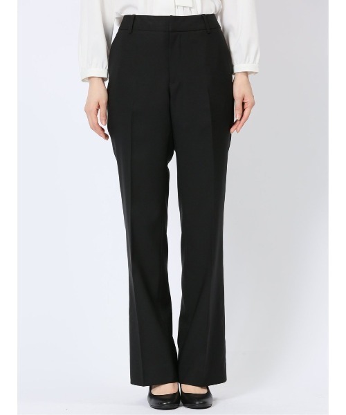 m.f.editorial（エムエフエディトリアル）の「【撥水 ストレッチ ウォッシャブル】m.f.エディトリアル レディース クリアエフェクト 黒無地 ストレートパンツ(セットアップ可能)（スーツパンツ・レディース・ブラック・MEDIUM/LARGE/S）」の7枚目の写真