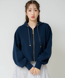 TO BE CHIC - TO BE CHIC 長袖 ジップアップ パーカー 42 青系 ブルー フリル パーカー（ブルー・ネイビー/青色系・フリル）ファッション通販