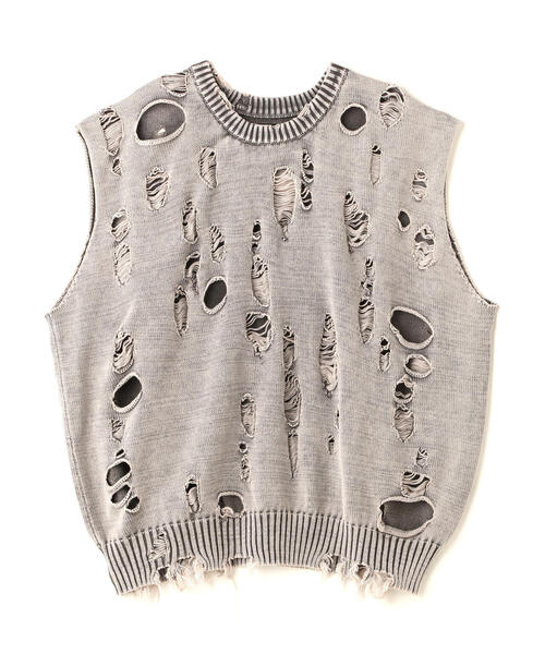 DANKE SCHON(ダンケシェーン)の「DankeSchon/ダンケシェーン/PIGMEGE KNIT VEST(ニット/セーター・レディース・ホワイト系2/ブラック・F)」の2枚目の写真