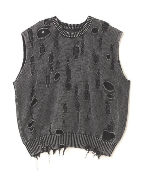 DANKE SCHON(ダンケシェーン)の「DankeSchon/ダンケシェーン/PIGMEGE KNIT VEST(ニット/セーター・レディース・ホワイト系2/ブラック・F)」の1枚目の写真
